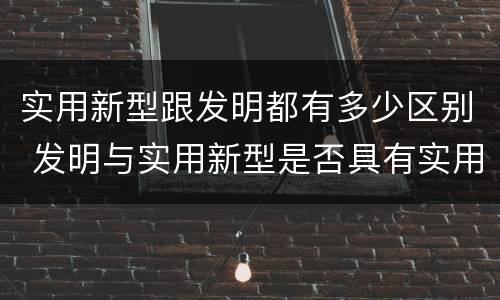 实用新型跟发明都有多少区别 发明与实用新型是否具有实用性