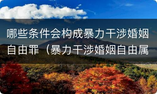 哪些条件会构成暴力干涉婚姻自由罪（暴力干涉婚姻自由属于犯罪吗）