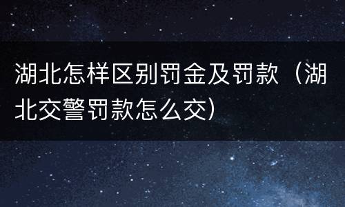 湖北怎样区别罚金及罚款（湖北交警罚款怎么交）