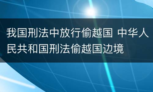 我国刑法中放行偷越国 中华人民共和国刑法偷越国边境