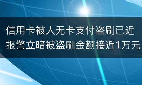 信用卡被人无卡支付盗刷已近报警立暗被盗刷金额接近1万元