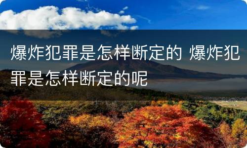 爆炸犯罪是怎样断定的 爆炸犯罪是怎样断定的呢