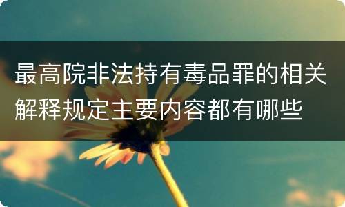 最高院非法持有毒品罪的相关解释规定主要内容都有哪些