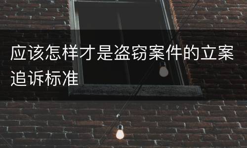 应该怎样才是盗窃案件的立案追诉标准