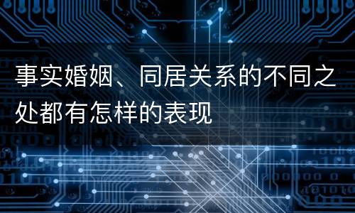 事实婚姻、同居关系的不同之处都有怎样的表现