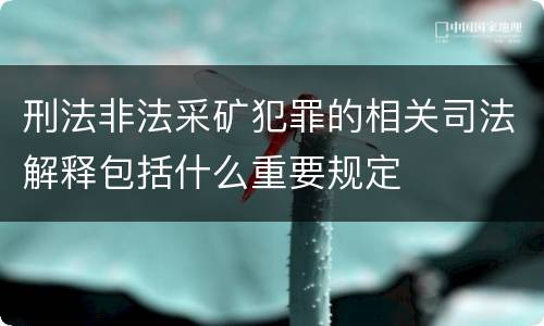 刑法非法采矿犯罪的相关司法解释包括什么重要规定