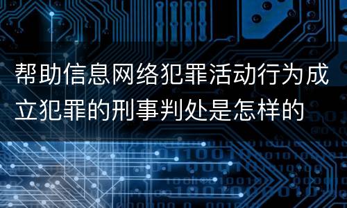 帮助信息网络犯罪活动行为成立犯罪的刑事判处是怎样的