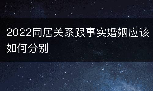 2022同居关系跟事实婚姻应该如何分别