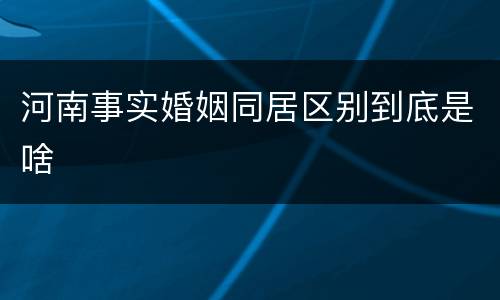 河南事实婚姻同居区别到底是啥