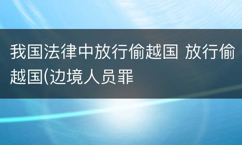 我国法律中放行偷越国 放行偷越国(边境人员罪