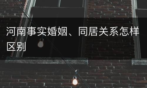 河南事实婚姻、同居关系怎样区别