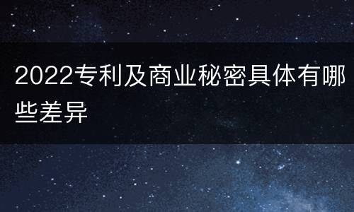 2022专利及商业秘密具体有哪些差异