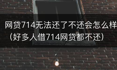 网贷714无法还了不还会怎么样（好多人借714网贷都不还）