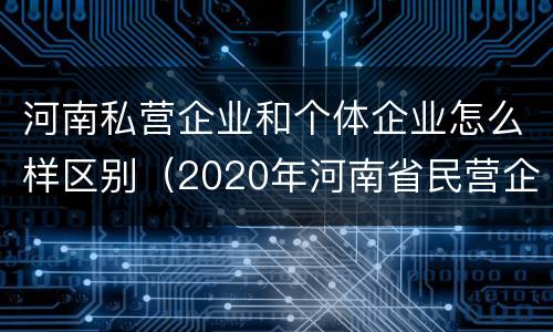 河南私营企业和个体企业怎么样区别（2020年河南省民营企业排行榜）