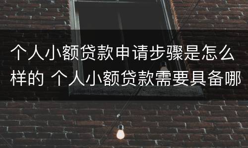 个人小额贷款申请步骤是怎么样的 个人小额贷款需要具备哪些条件