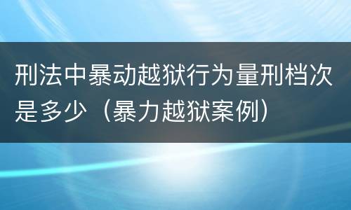 刑法中暴动越狱行为量刑档次是多少（暴力越狱案例）