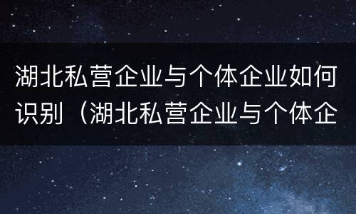 湖北私营企业与个体企业如何识别（湖北私营企业与个体企业如何识别认证）