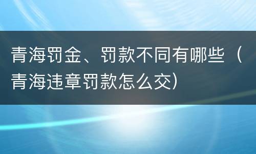 青海罚金、罚款不同有哪些（青海违章罚款怎么交）