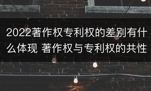 2022著作权专利权的差别有什么体现 著作权与专利权的共性有