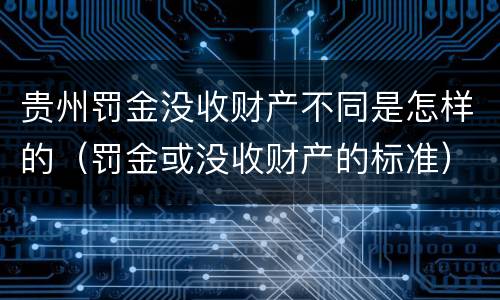 贵州罚金没收财产不同是怎样的（罚金或没收财产的标准）