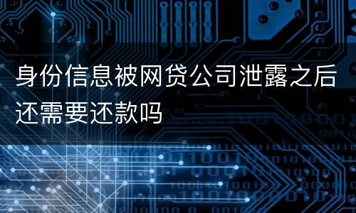 身份信息被网贷公司泄露之后还需要还款吗