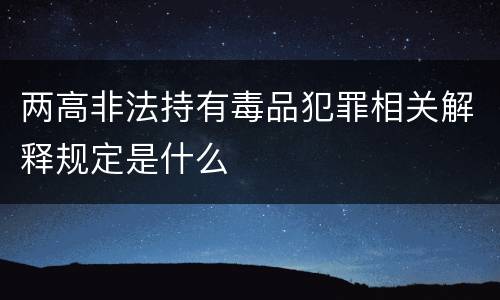 两高非法持有毒品犯罪相关解释规定是什么