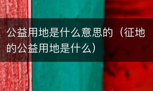 公益用地是什么意思的（征地的公益用地是什么）