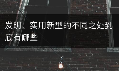 发明、实用新型的不同之处到底有哪些