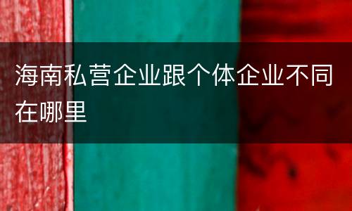 海南私营企业跟个体企业不同在哪里