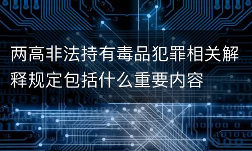 两高非法持有毒品犯罪相关解释规定包括什么重要内容