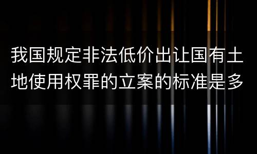 我国规定非法低价出让国有土地使用权罪的立案的标准是多少