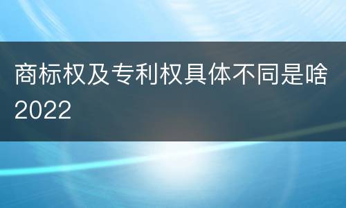 商标权及专利权具体不同是啥2022