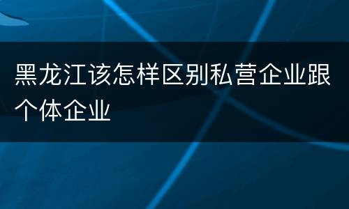 黑龙江该怎样区别私营企业跟个体企业