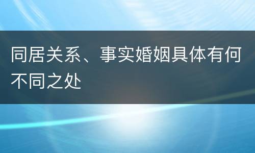 同居关系、事实婚姻具体有何不同之处