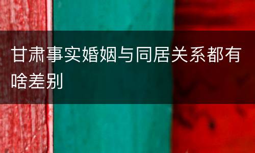 甘肃事实婚姻与同居关系都有啥差别