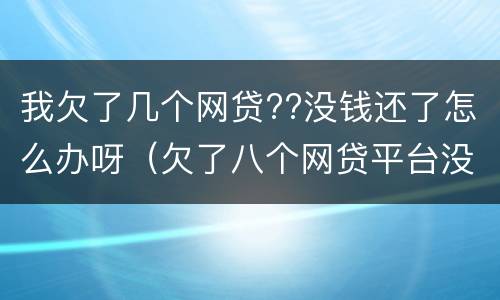 我欠了几个网贷??没钱还了怎么办呀（欠了八个网贷平台没钱还）