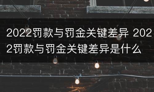 2022罚款与罚金关键差异 2022罚款与罚金关键差异是什么