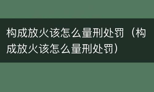 构成放火该怎么量刑处罚（构成放火该怎么量刑处罚）