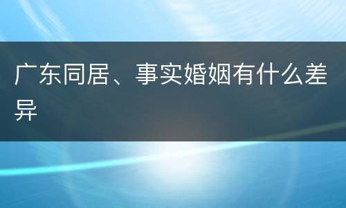 广东同居、事实婚姻有什么差异