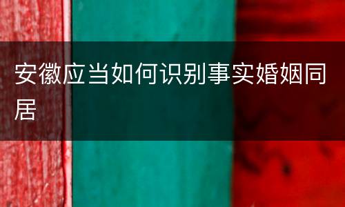 安徽应当如何识别事实婚姻同居