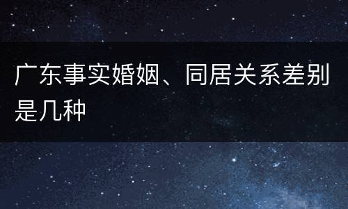 广东事实婚姻、同居关系差别是几种