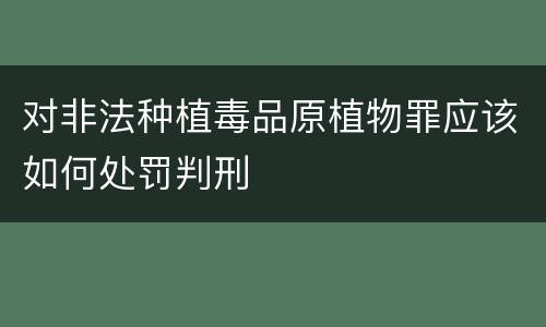 对非法种植毒品原植物罪应该如何处罚判刑