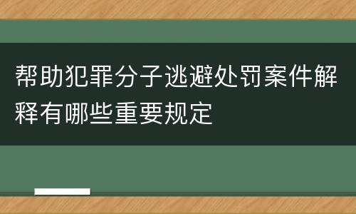 帮助犯罪分子逃避处罚案件解释有哪些重要规定