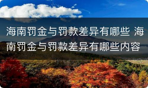 海南罚金与罚款差异有哪些 海南罚金与罚款差异有哪些内容