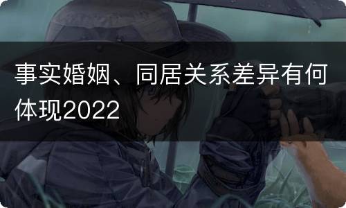 事实婚姻、同居关系差异有何体现2022