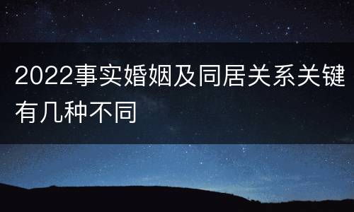 2022事实婚姻及同居关系关键有几种不同