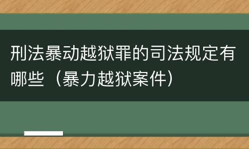 刑法暴动越狱罪的司法规定有哪些（暴力越狱案件）