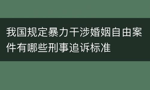 我国规定暴力干涉婚姻自由案件有哪些刑事追诉标准