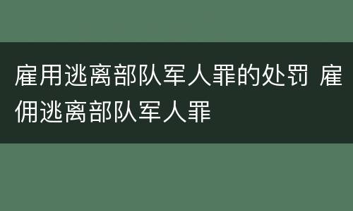 雇用逃离部队军人罪的处罚 雇佣逃离部队军人罪