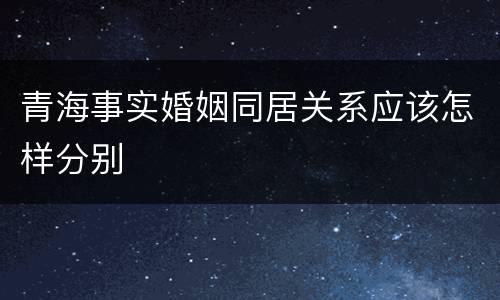 青海事实婚姻同居关系应该怎样分别